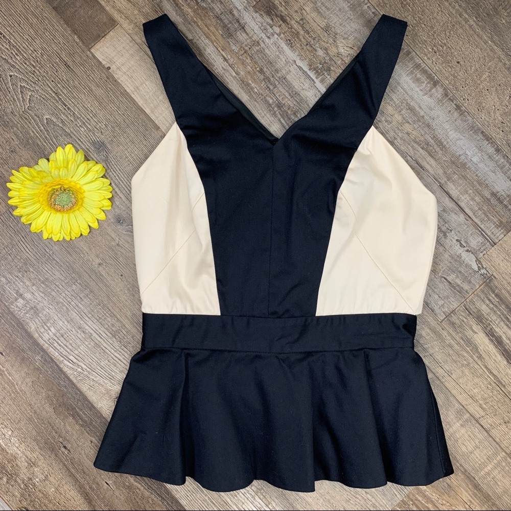 Robert Rodriguez Peplum Cutout Black Top Size 2